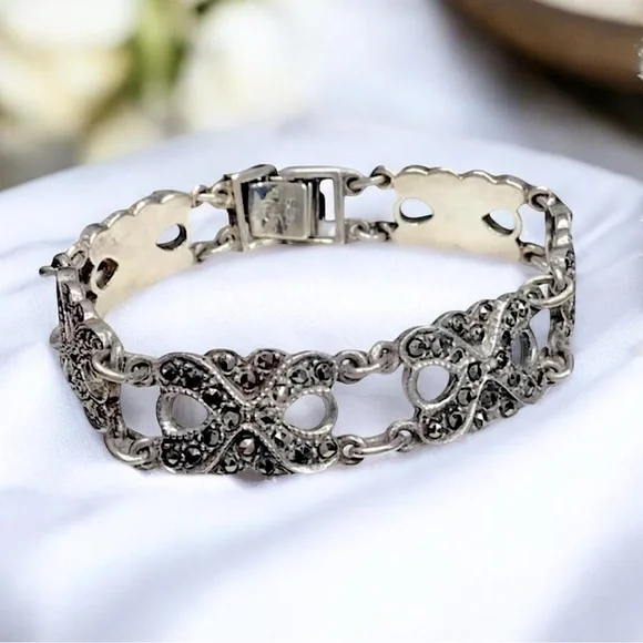 🌺Vintage Sterling Marcasite Bracelet - Picture 9 of 10
